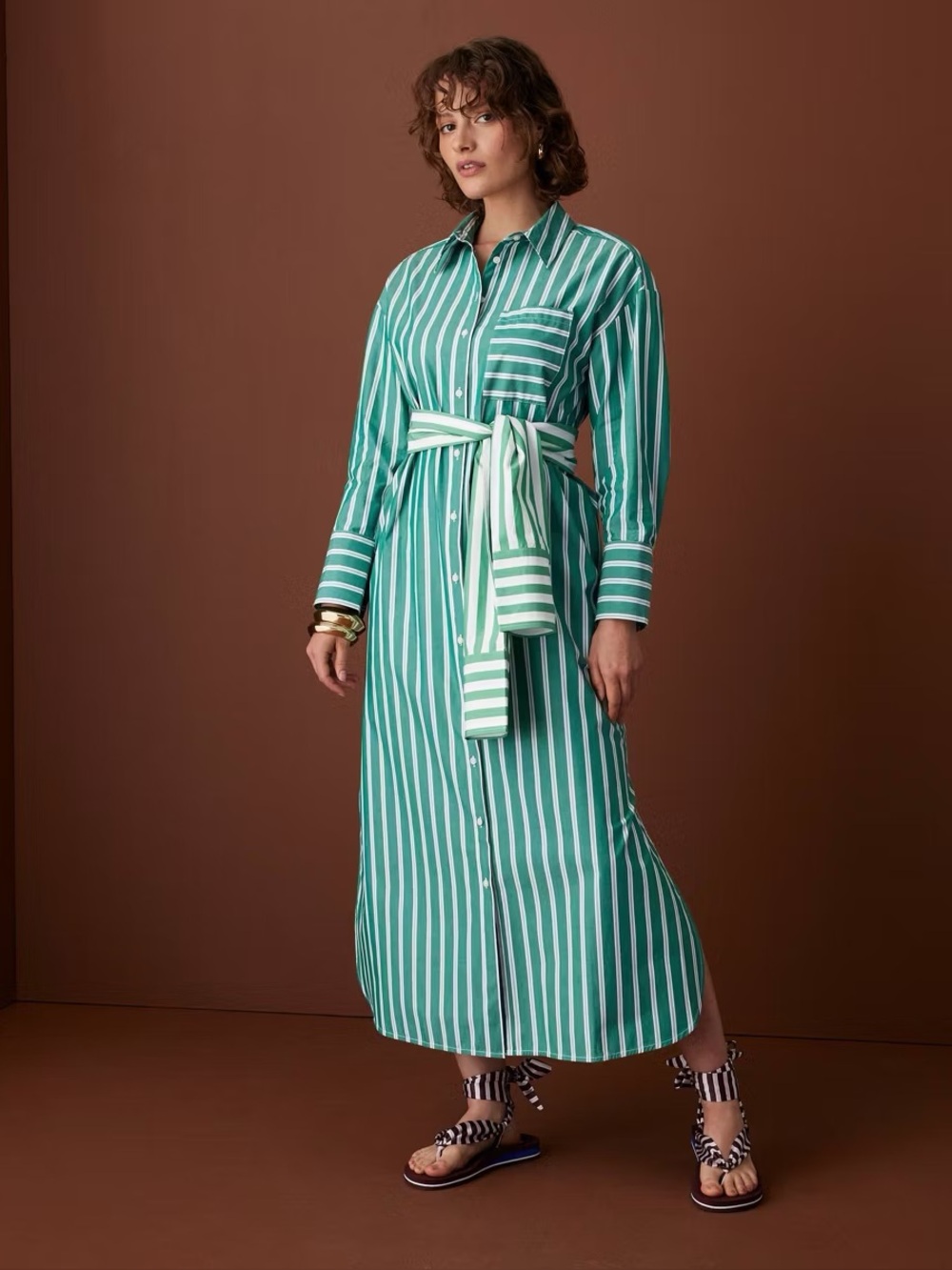 Rosie Assoulin tie waist poplin dress, NWT